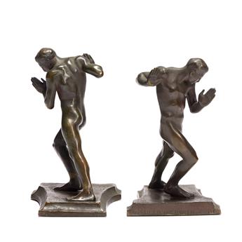 HARRIET WHITNEY FRISHMUTH (1880-1980) Pushing Men Bookends.